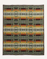 Ponderosa, Napped Jacquard Robe Blanket, Green/Multicolour-Tæpper-Pendleton-Motorious Copenhagen