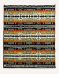 Ponderosa, Napped Jacquard Robe Blanket, Green/Multicolour-Tæpper-Pendleton-Motorious Copenhagen