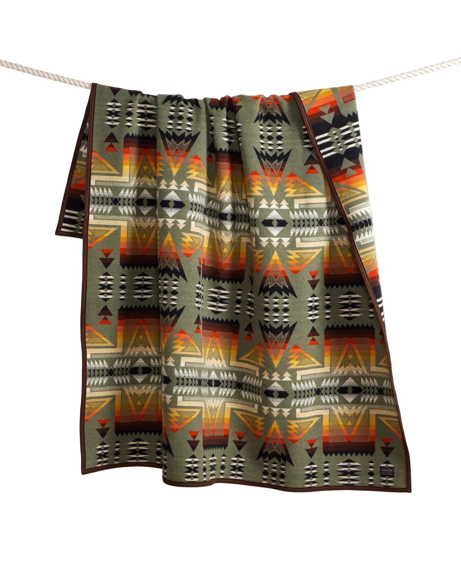 Ponderosa, Napped Jacquard Robe Blanket, Green/Multicolour-Tæpper-Pendleton-Motorious Copenhagen
