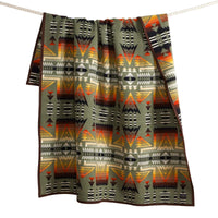 Ponderosa, Napped Jacquard Robe Blanket, Green/Multicolour-Tæpper-Pendleton-Motorious Copenhagen