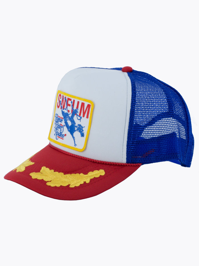 RRR logo trucker cap w. gold leaves, Royal blue/Red/White-Hatte og Caps-Sneum-Motorious Copenhagen