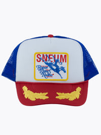 RRR logo trucker cap w. gold leaves, Royal blue/Red/White-Hatte og Caps-Sneum-Motorious Copenhagen