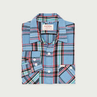 Rangeland Flannel Shirt, Light Blue / Red Plaid-Skjorter-Filson 1897-Motorious Copenhagen