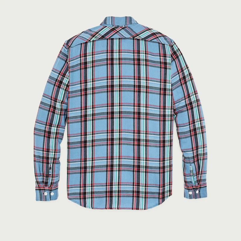 Rangeland Flannel Shirt, Light Blue / Red Plaid-Skjorter-Filson 1897-Motorious Copenhagen