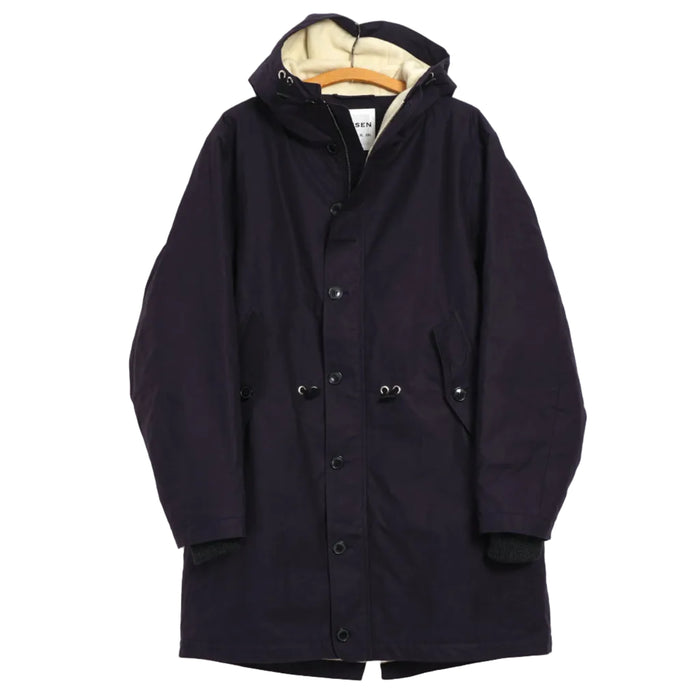 Rasmus, Waxed Parka with Zipper, Deep Blue-Jakker-Hansen Garments-Motorious Copenhagen