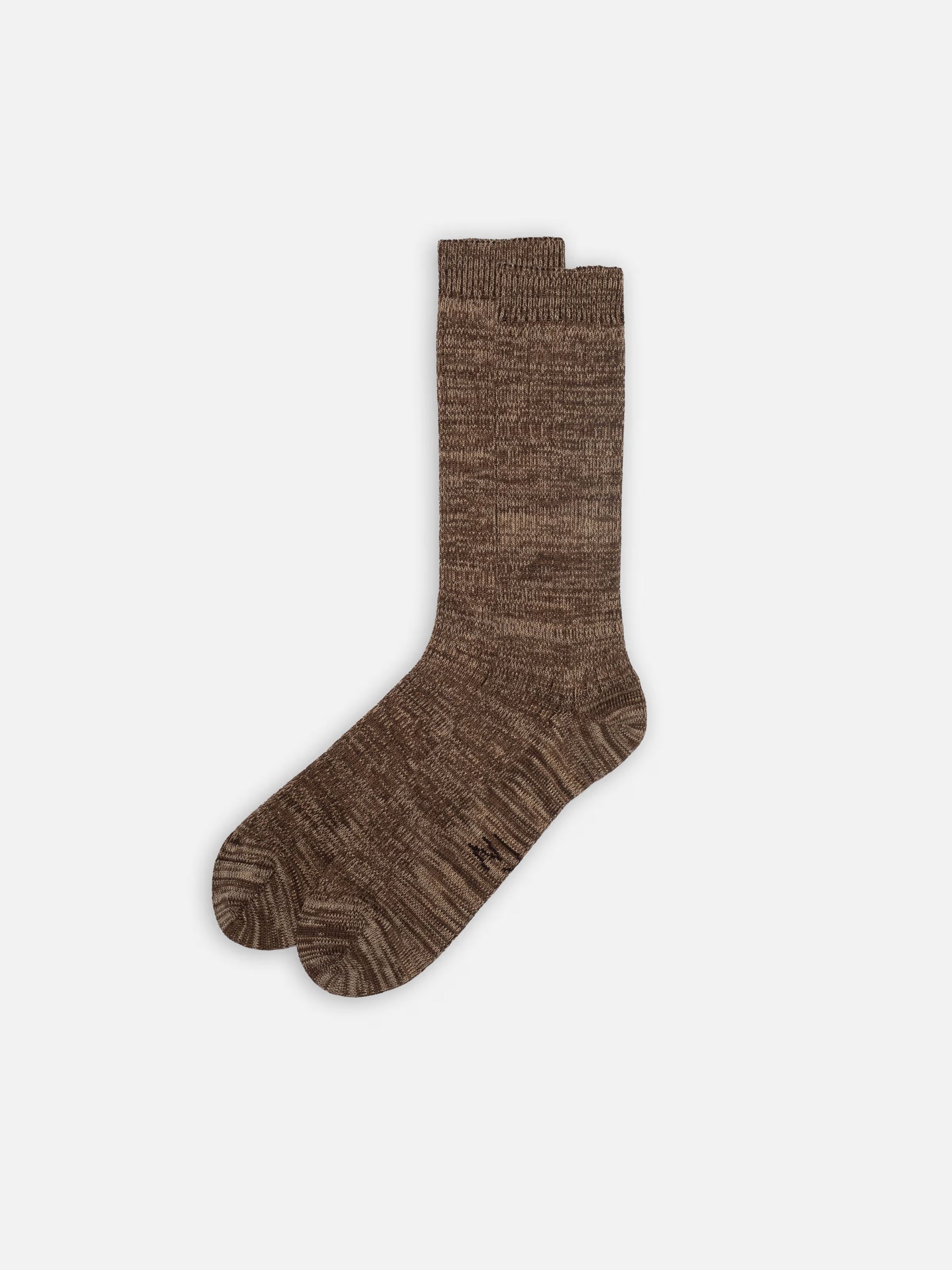 Rasmusson Mens Rib Sock, Brownmelange-Sokker-Nudie Jeans-Motorious Copenhagen