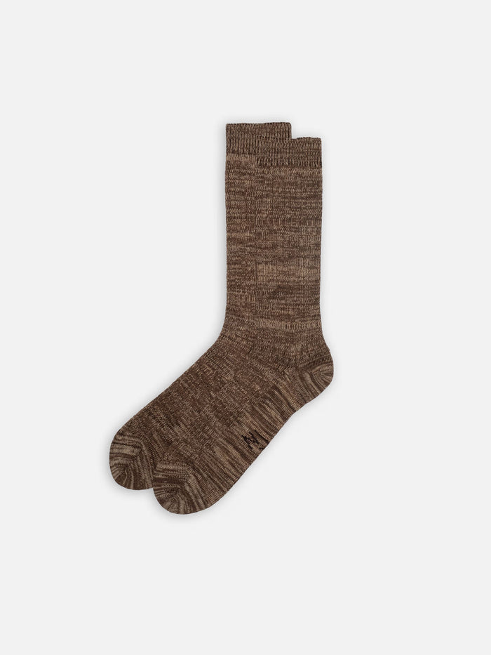 Rasmusson Mens Rib Sock, Brownmelange-Sokker-Nudie Jeans-Motorious Copenhagen