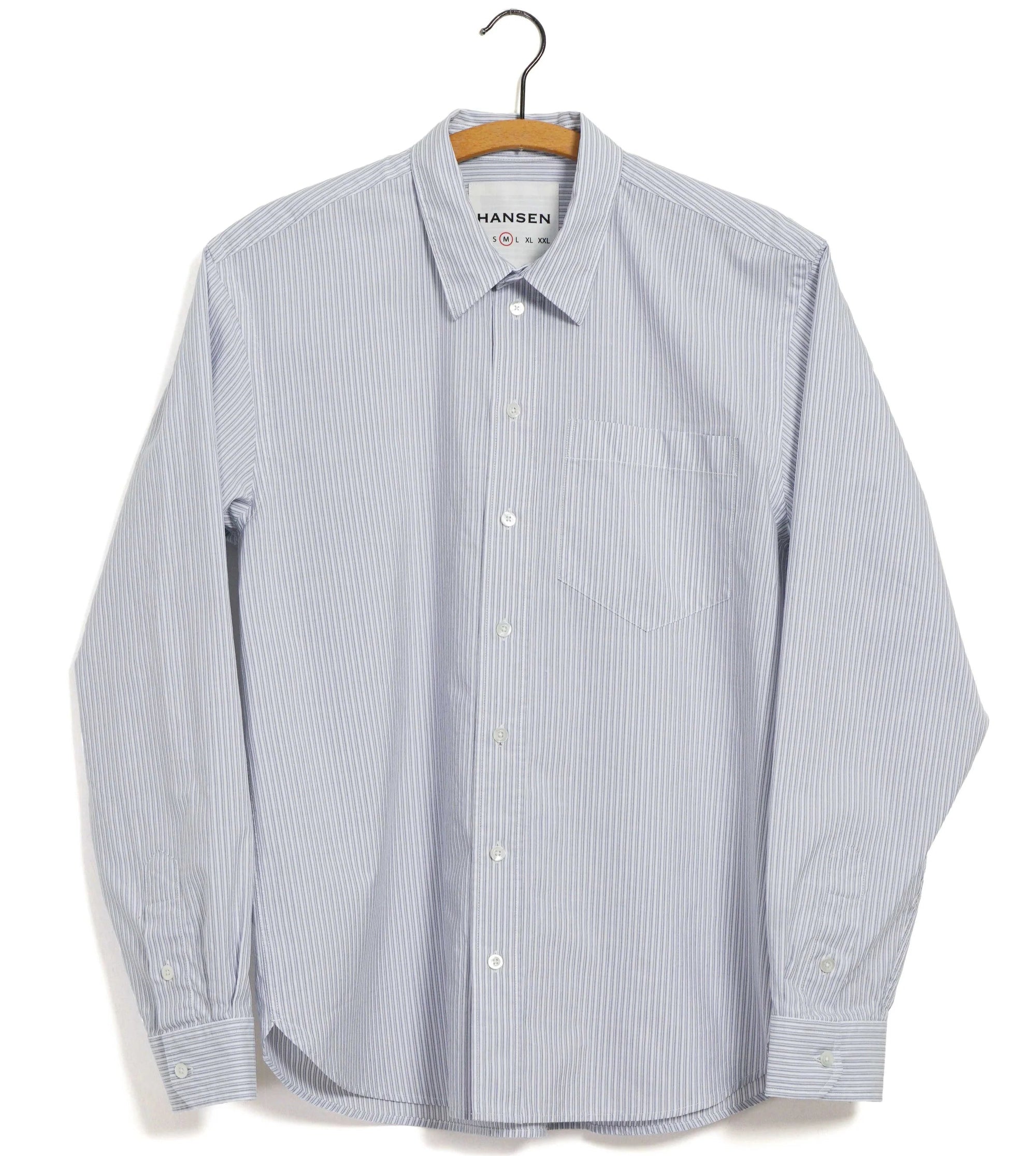 Raymond, Loose Cut Shirt, Grey Stripes-Skjorter-Hansen Garments-Motorious Copenhagen