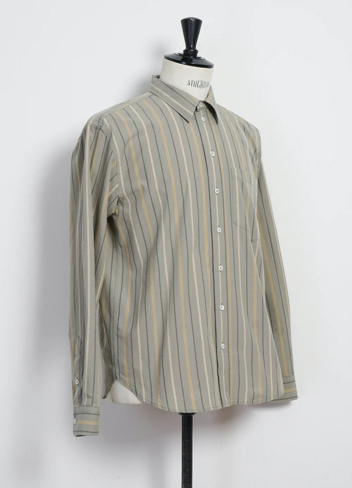 Raymond, Relaxed Classic Shirt, Khaki Stripes-Skjorter-Hansen Garments-Motorious Copenhagen