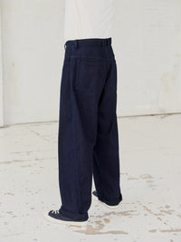 Robby, Wide Cut Trousers, Dobby Indigo-Bukser-Hansen Garments-Motorious Copenhagen