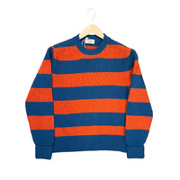 Round Collar Sweater, Avio/Orange Stripes-Sweatshirts-Captain Santors-Motorious Copenhagen