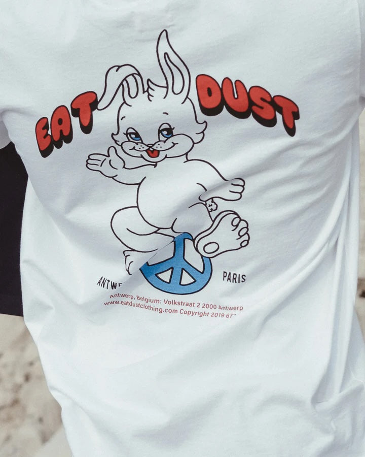 Russel T-shirt Peace Bunny, Basic Jersey, White-T-shirts-Eat Dust-Motorious Copenhagen
