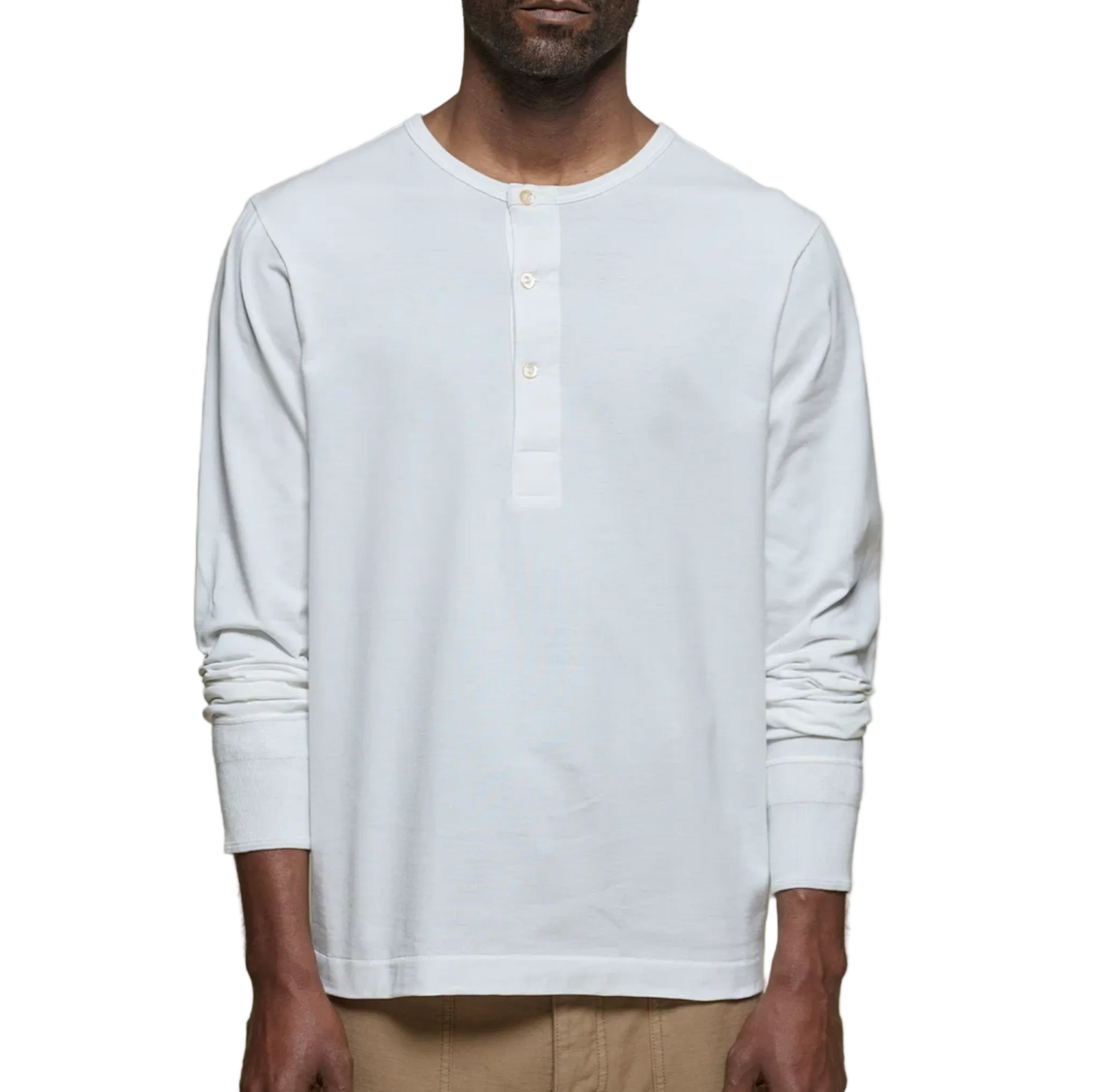 Long Sleeve Henley, Mid-Century Machine Refined Fit, White