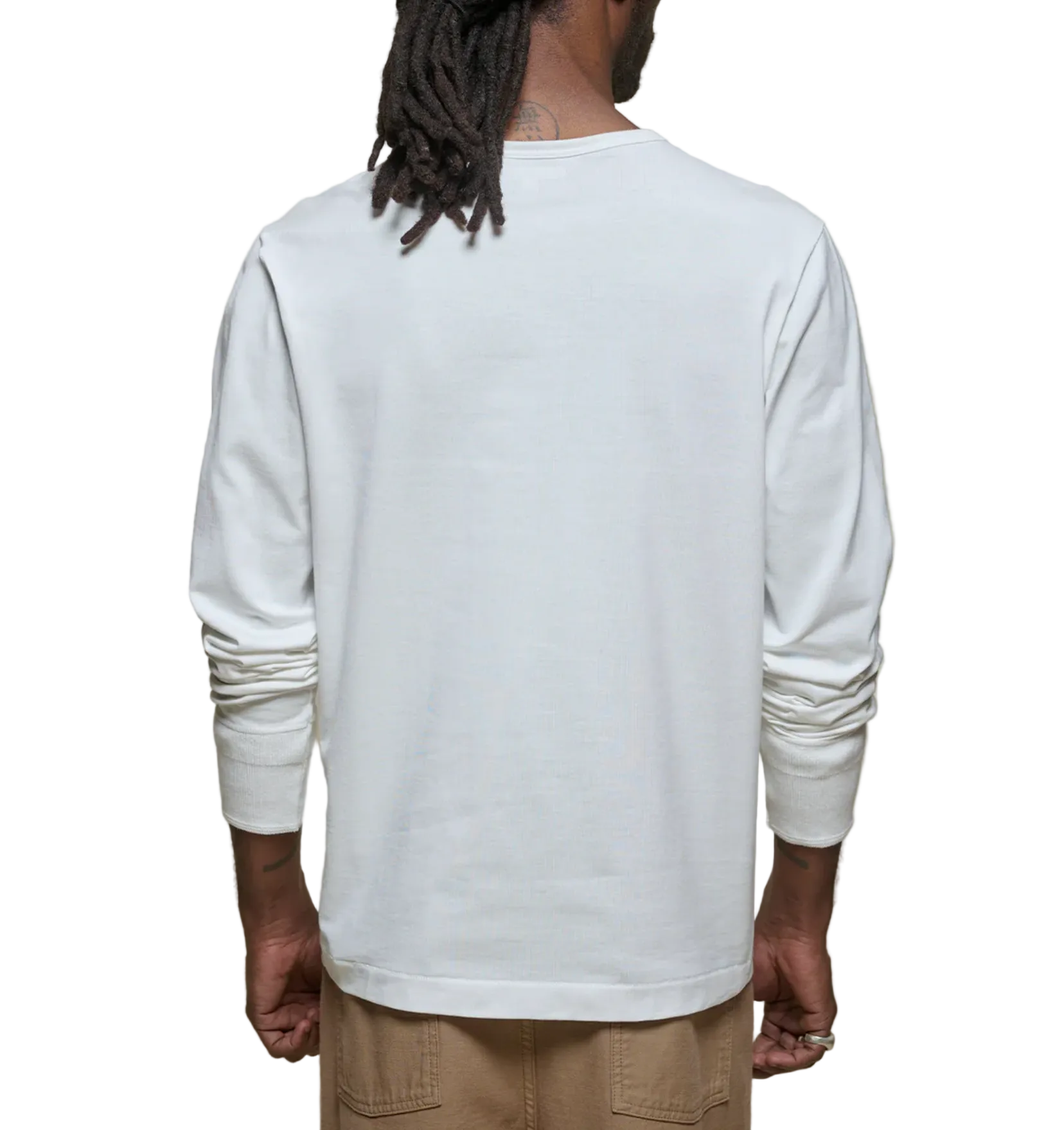 Long Sleeve Henley, Mid-Century Machine Refined Fit, White