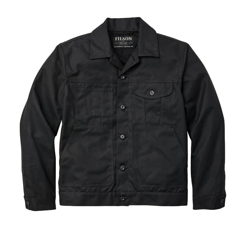 Short Cruiser Jacket, Tin Cloth, Lined, Black-Jakker-Filson 1897-Motorious Copenhagen