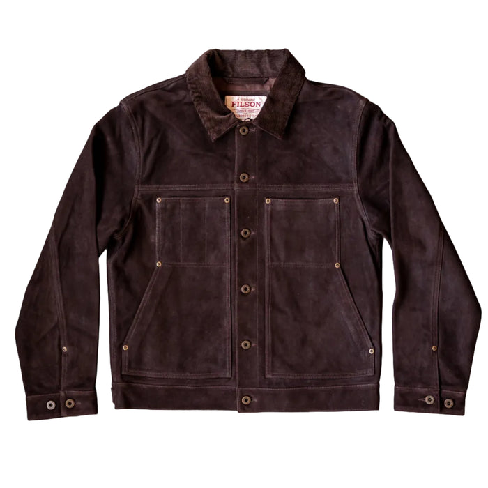 Short Cruiser Jacket, Waxed Suede, Dark Brown-Jakker-Filson 1897-Motorious Copenhagen