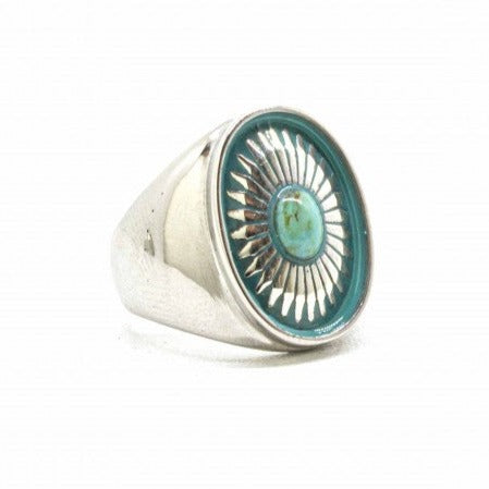 Signet Ring, Concho Turquoise Insert-Ringe og Halskæder-Black Pearl Creations-Motorious Copenhagen