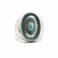 Signet Ring, Concho Turquoise Insert-Ringe og Halskæder-Black Pearl Creations-Motorious Copenhagen