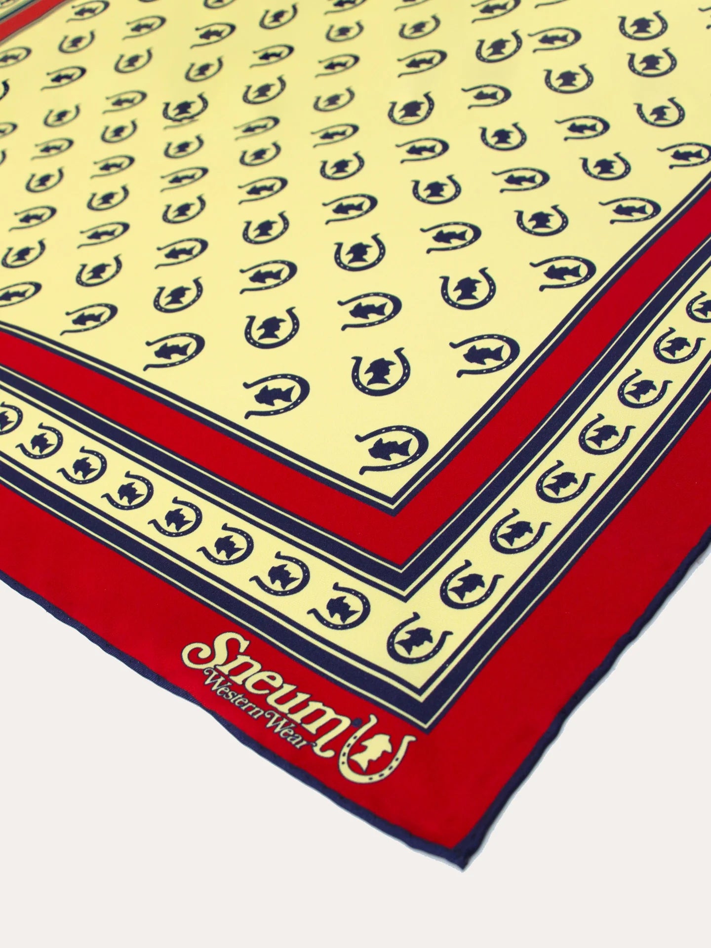 Silk Bandana, Maroon/Navy/Sandstone yellow-Halstørklæder-Sneum-Motorious Copenhagen