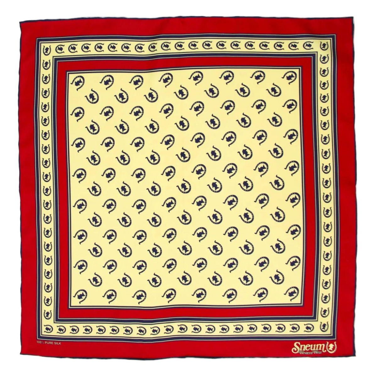 Silk Bandana, Maroon/Navy/Sandstone yellow-Halstørklæder-Sneum-Motorious Copenhagen