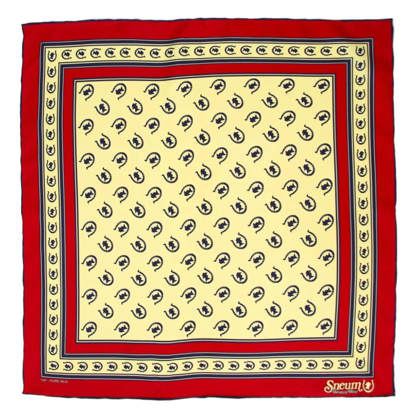 Silk Bandana, Maroon/Navy/Sandstone yellow-Halstørklæder-Sneum-Motorious Copenhagen