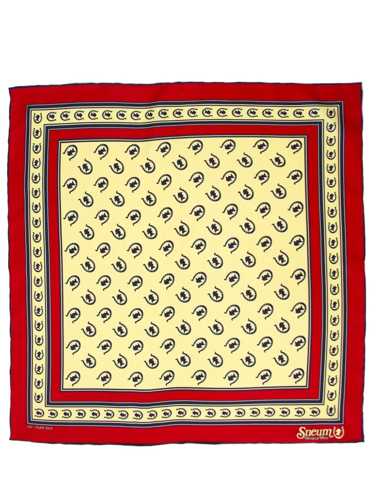 Silk Bandana, Maroon/Navy/Sandstone yellow-Halstørklæder-Sneum-Motorious Copenhagen
