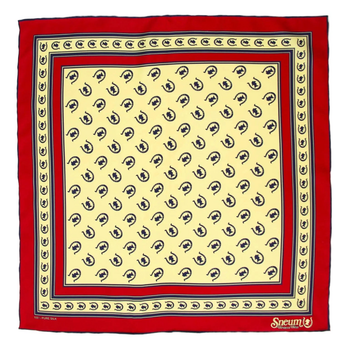 Silk Bandana, Maroon/Navy/Sandstone yellow-Halstørklæder-Sneum-Motorious Copenhagen