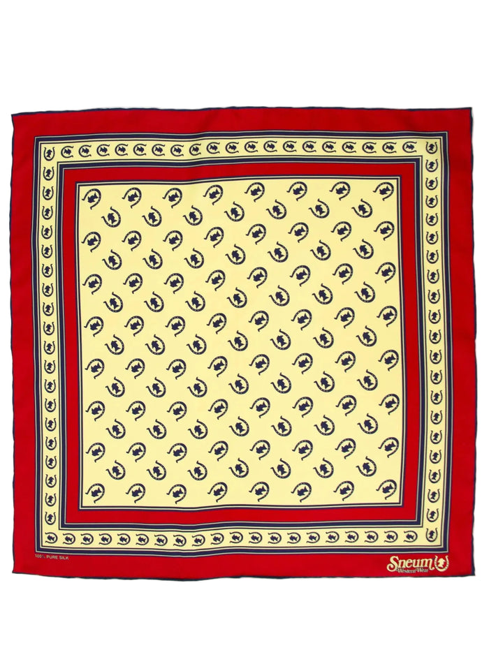 Silk Bandana, Maroon/Navy/Sandstone yellow-Halstørklæder-Sneum-Motorious Copenhagen