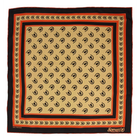 Silk Bandana, Tan/Vermillion Red/Dark Brown-Halstørklæder-Sneum-Motorious Copenhagen