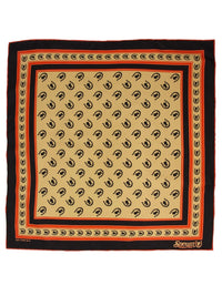 Silk Bandana, Tan/Vermillion Red/Dark Brown-Halstørklæder-Sneum-Motorious Copenhagen