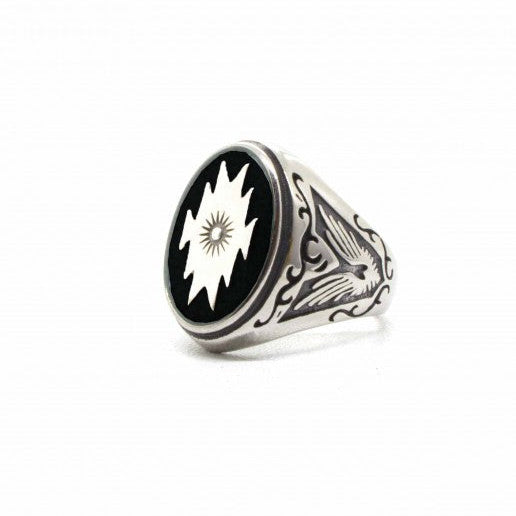 Southwestern Signet Ring, Black Enamel-Ringe og Halskæder-Black Pearl Creations-Motorious Copenhagen