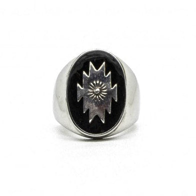 Southwestern Signet Ring, Black Enamel-Ringe og Halskæder-Black Pearl Creations-Motorious Copenhagen
