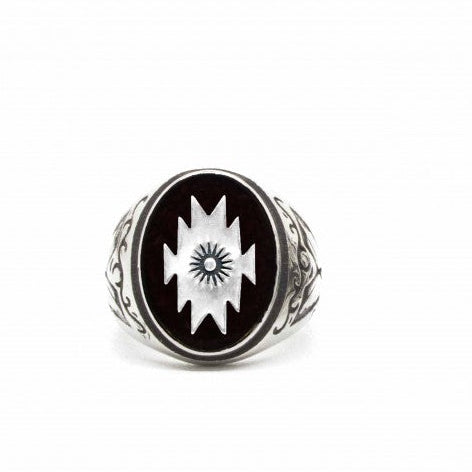 Southwestern Signet Ring, Black Enamel-Ringe og Halskæder-Black Pearl Creations-Motorious Copenhagen