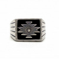 Southwestern pewter ring, Black Enamel-Ringe og Halskæder-Black Pearl Creations-Motorious Copenhagen