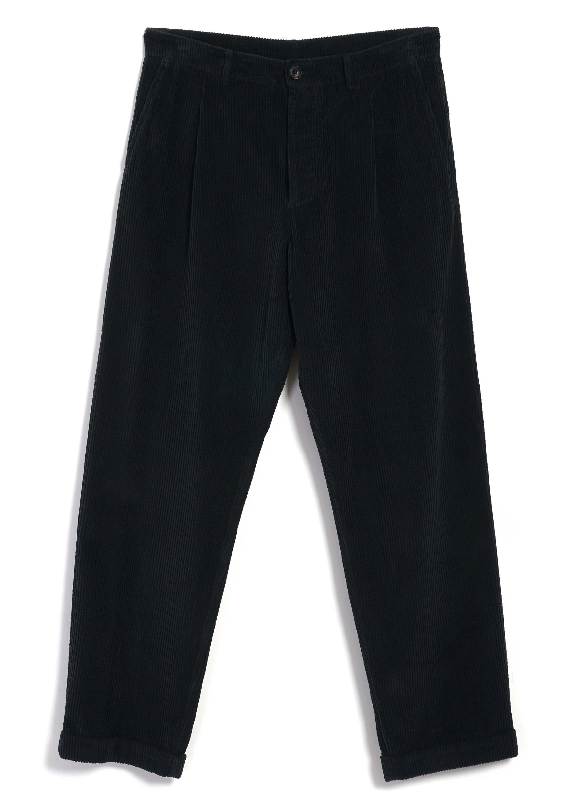 Sune, Pleated Classic Trousers, Dusty Black-Bukser-Hansen Garments-Motorious Copenhagen
