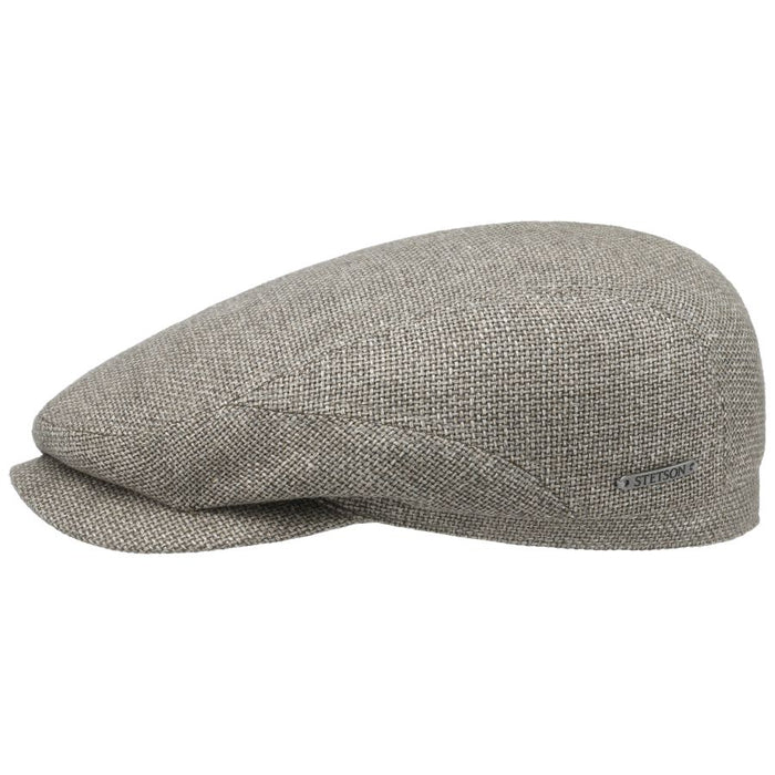 Taleco Wool Flat Cap, with linen, Grey-Beige-Hatte og Caps-Stetson-Motorious Copenhagen