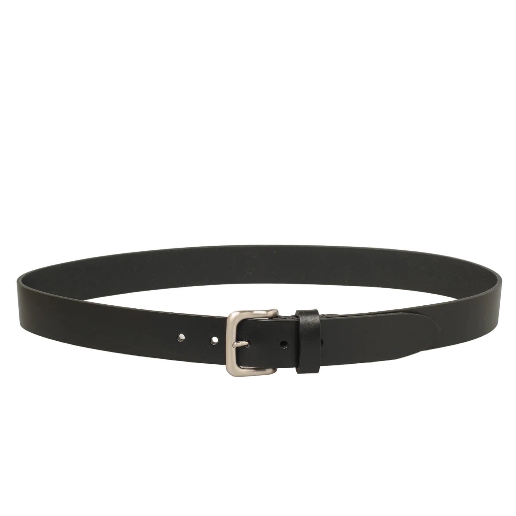 Tankefuld, 35mm leather belt, Satin Nickel / Black-Bælter-Baunbaek og Lyn-Motorious Copenhagen