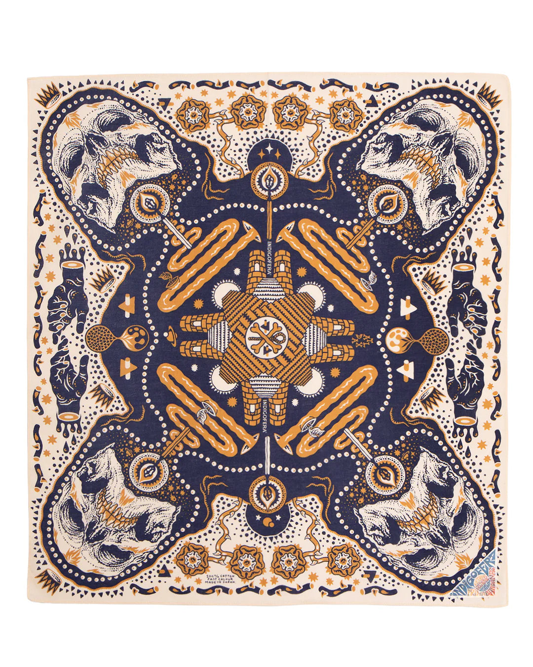 Tarot XIII Bandana, Offwhite/Blue-Halstørklæder-IndigoFera-Motorious Copenhagen