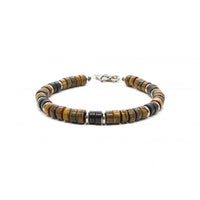 Tiger Eye Heishi Bracelet, Brown/Black-Ringe og Halskæder-Black Pearl Creations-Motorious Copenhagen