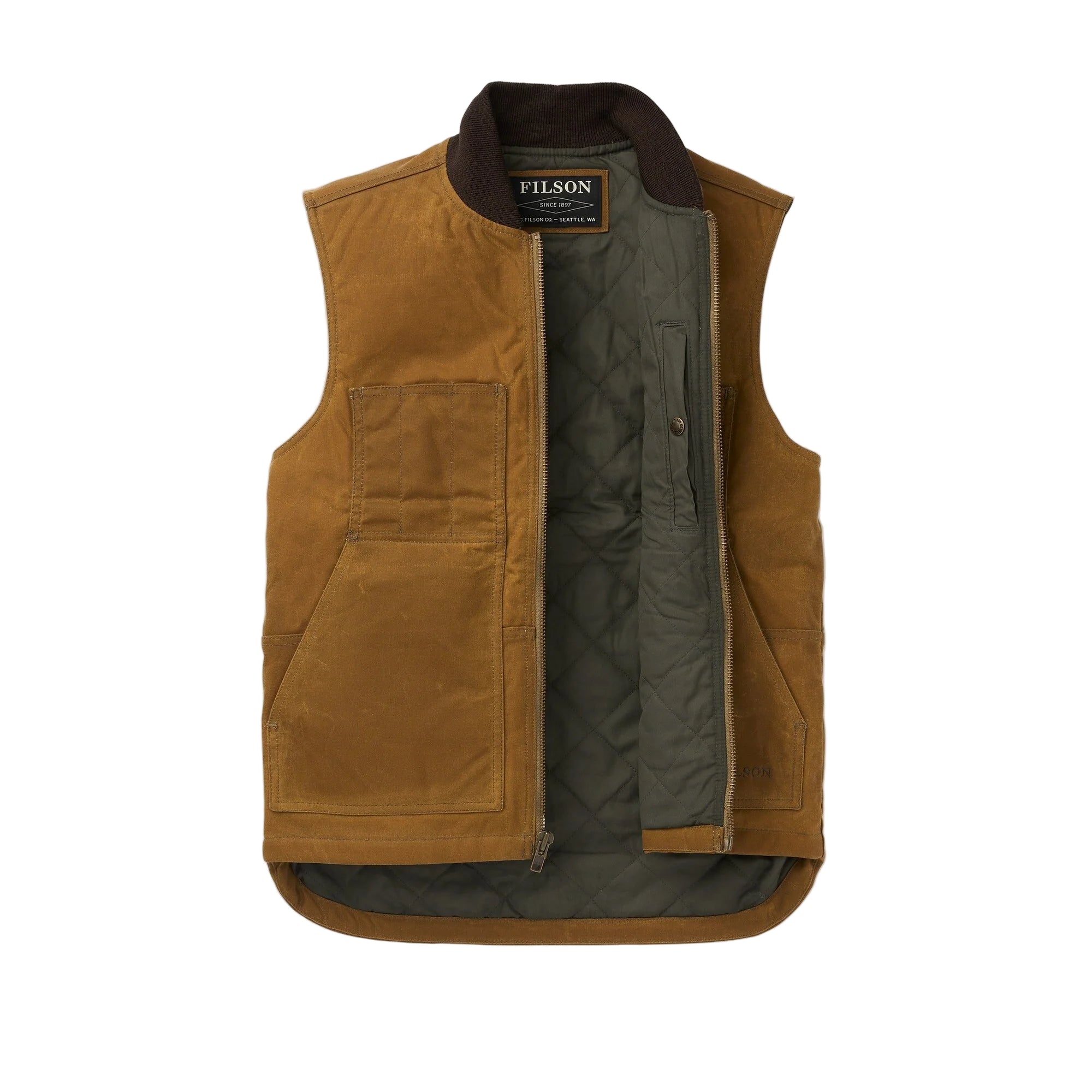 Tin Cloth Insulated Work Vest, Dark Tan-Veste-Filson 1897-Motorious Copenhagen