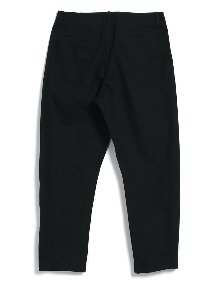 Trygve, Wide Cut Cropped Trousers, Black Canvas-Bukser-Hansen Garments-Motorious Copenhagen
