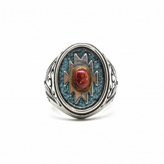 Turquoise Sand and Apple Coral ring-Ringe og Halskæder-Black Pearl Creations-Motorious Copenhagen