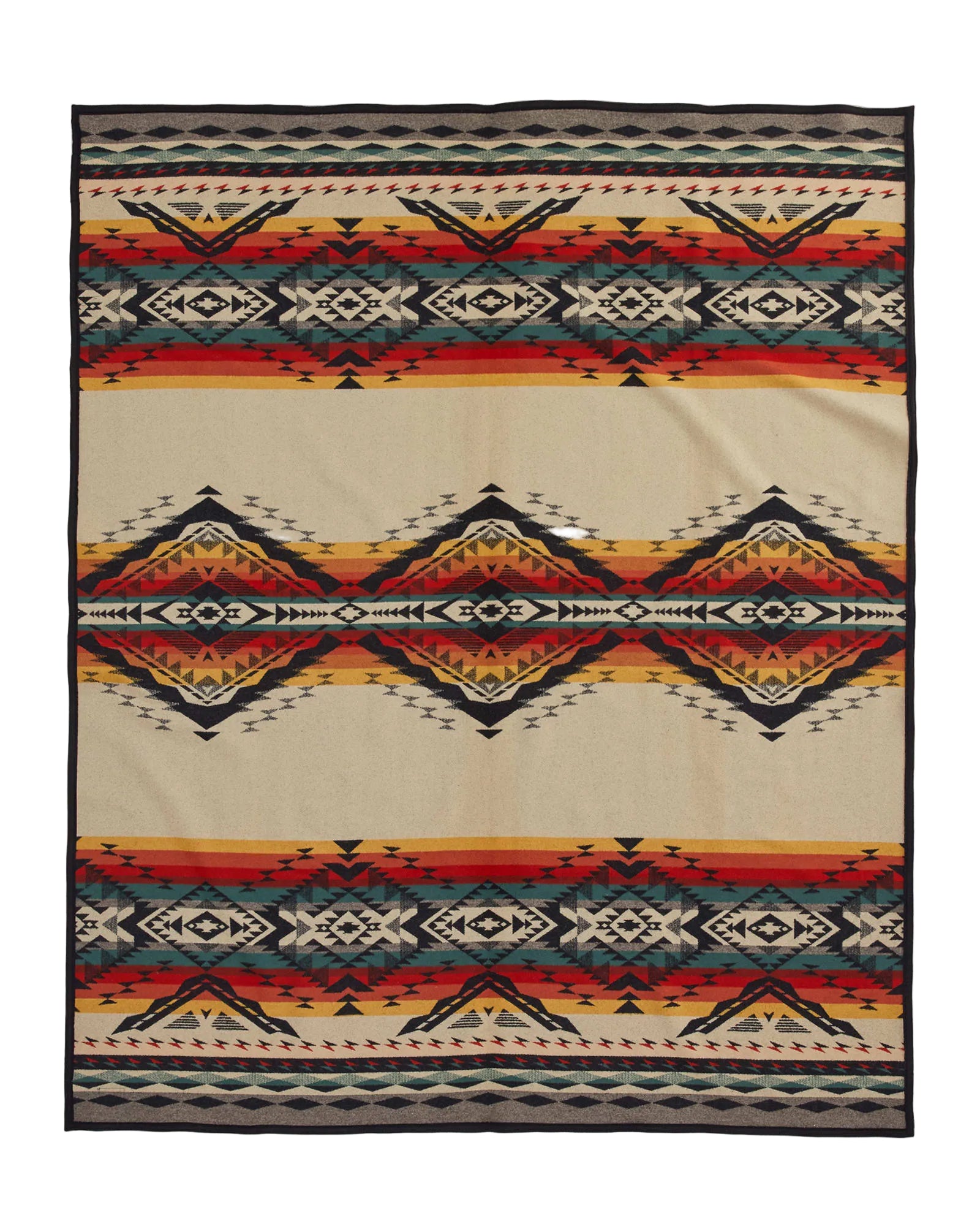 Unnapped Jacquard Robe, Bridge Creek Blanket, Soft Black-Tæpper-Pendleton-Motorious Copenhagen