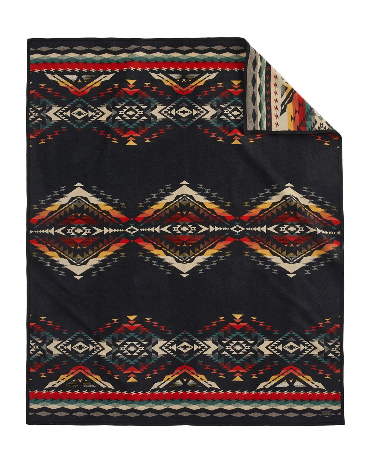 Unnapped Jacquard Robe, Bridge Creek Blanket, Soft Black-Tæpper-Pendleton-Motorious Copenhagen