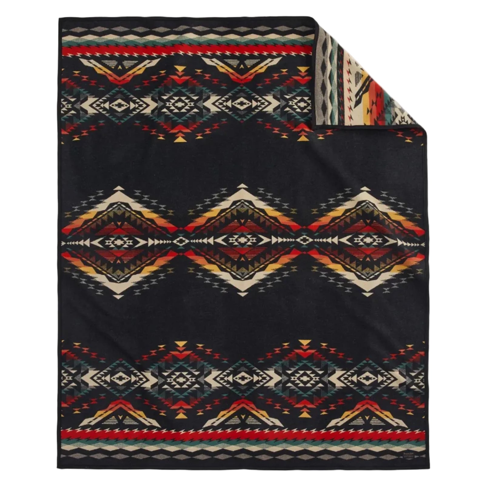 Unnapped Jacquard Robe, Bridge Creek Blanket, Soft Black-Tæpper-Pendleton-Motorious Copenhagen