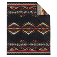 Unnapped Jacquard Robe, Bridge Creek Blanket, Soft Black-Tæpper-Pendleton-Motorious Copenhagen