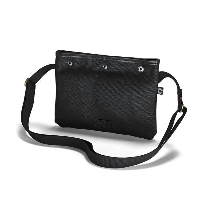 Vintage Canvas Sacocht Shoulder Bag, Waxed, Black-Tasker-Croots England-Motorious Copenhagen