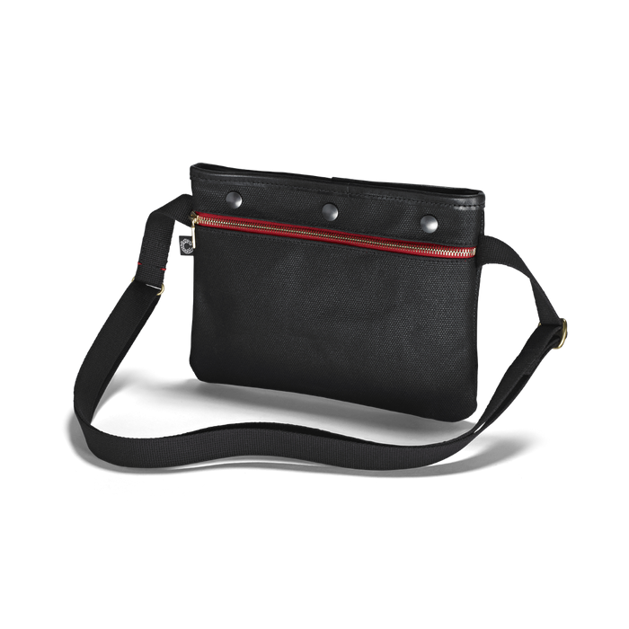 Vintage Canvas Sacocht Shoulder Bag, Waxed, Black-Tasker-Croots England-Motorious Copenhagen
