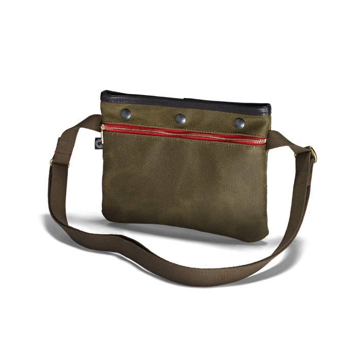 Vintage Canvas Sacocht Shoulder Bag, Waxed, Olive-Tasker-Croots England-Motorious Copenhagen