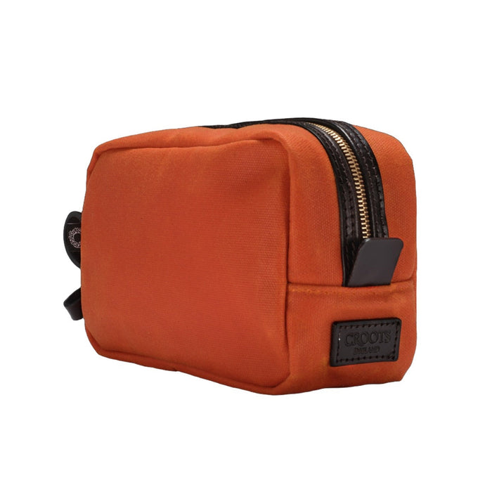 Vintage Canvas Washbag, Waxed, Orange-Tasker-Croots England-Motorious Copenhagen